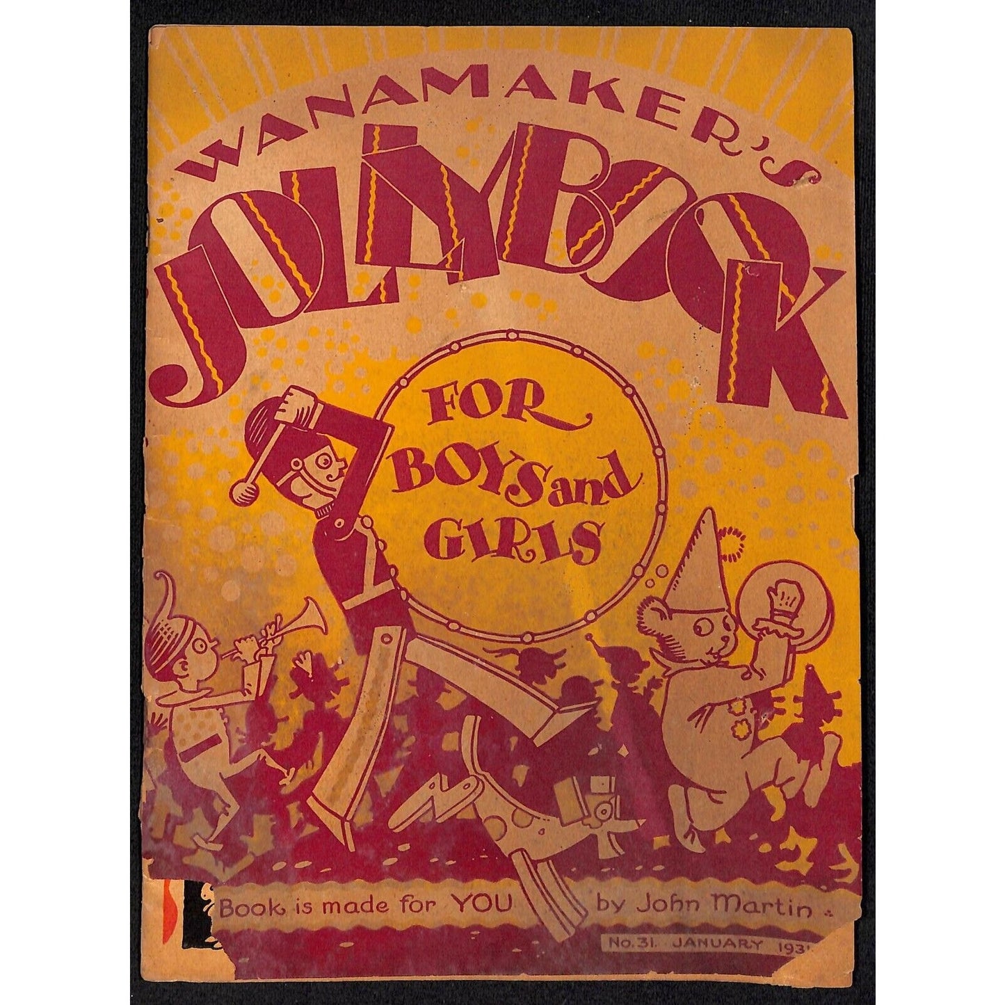 1931 Wanamaker's "Jollybook for Boys and Girls" Stories Cutouts 32pp Scarce