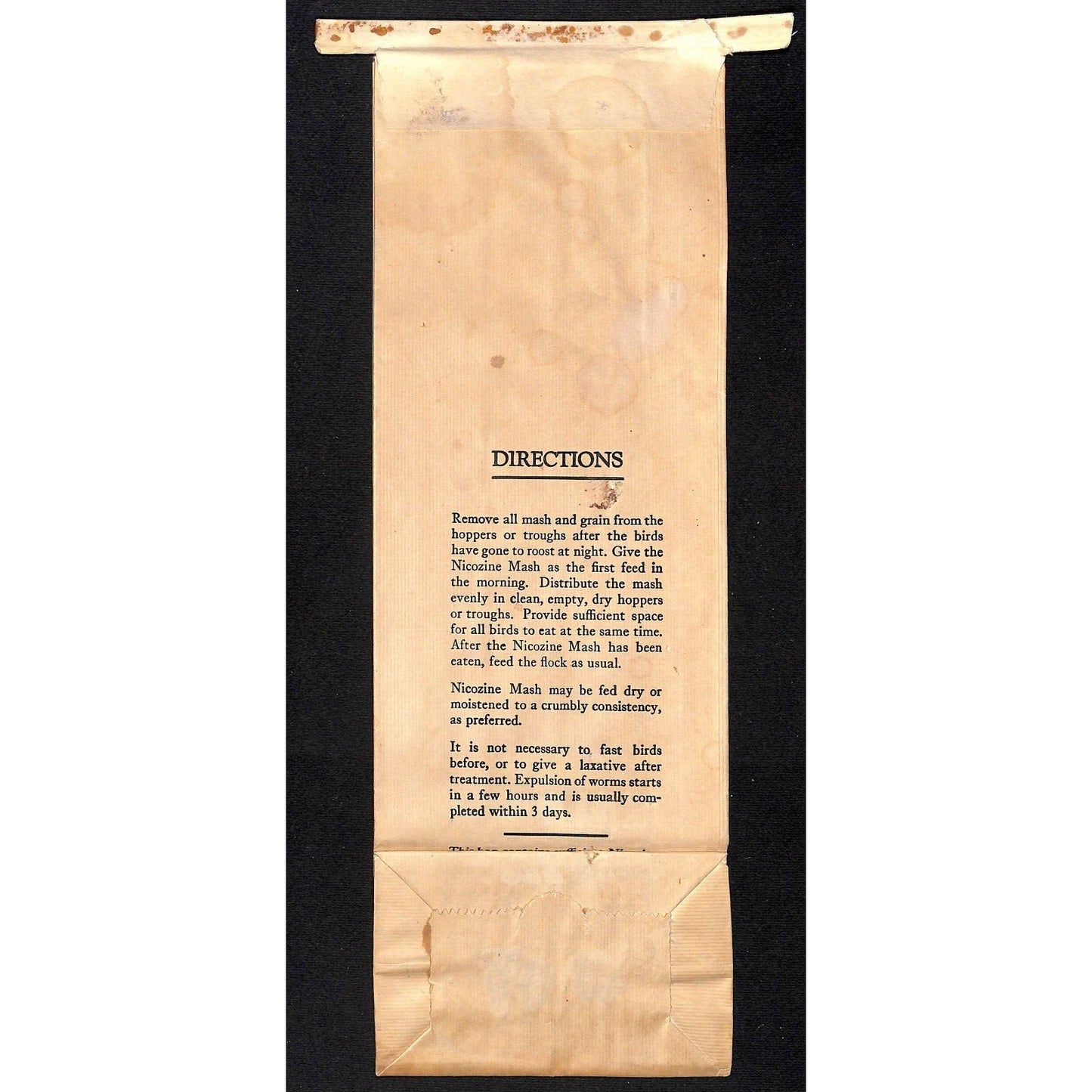Bieber Feed & Grain Co. Big Timber, MT Hess Nicozine Worming Mash Bag c1955 (#1)
