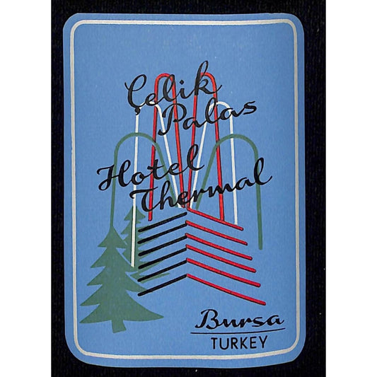 Celik Palas Hotel Thermal Bursa Turkey Hotel Label Gummed 2 1/2" x 3 1/2" Scarce