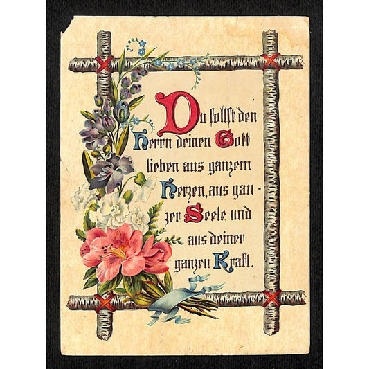 c1880-1900 "Love Your Husband with all of Your Heart.." German Floral Litho