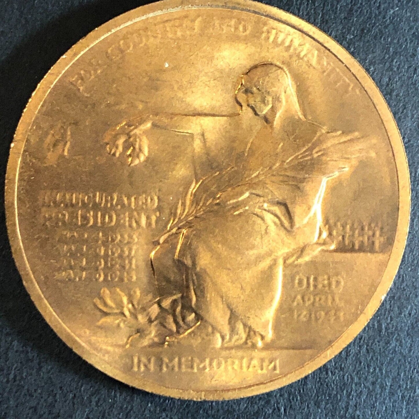 Franklin Delano Roosevelt In Memoriam Medallion 34mm 17g VGC
