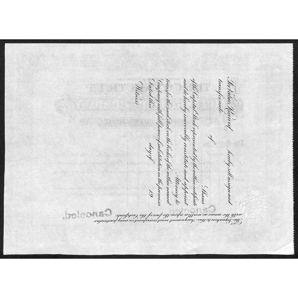 The Connecticut Fire Insurance Co. Hartford 19xx Stock Certificate Unissued VGC
