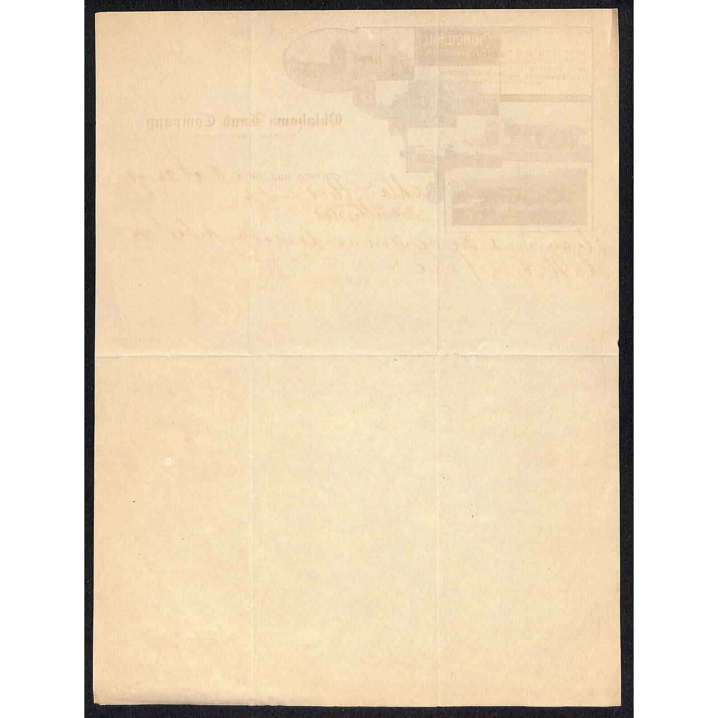 1909 Oklahoma Land Company Council Hill, OK Letterhead w/ Real Photo Images