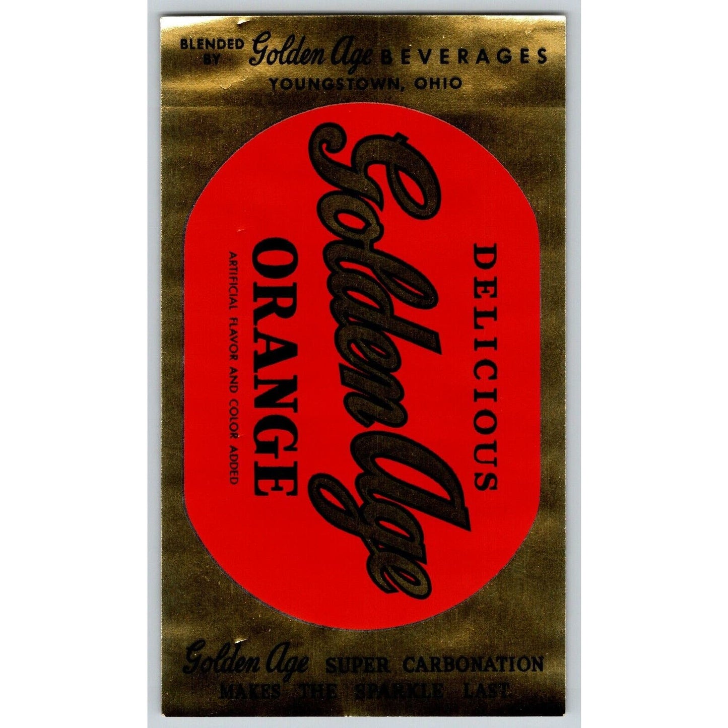 Group of 5 Golden Age Beverages Foil / Paper Soda Label Youngstown, OH c1940's