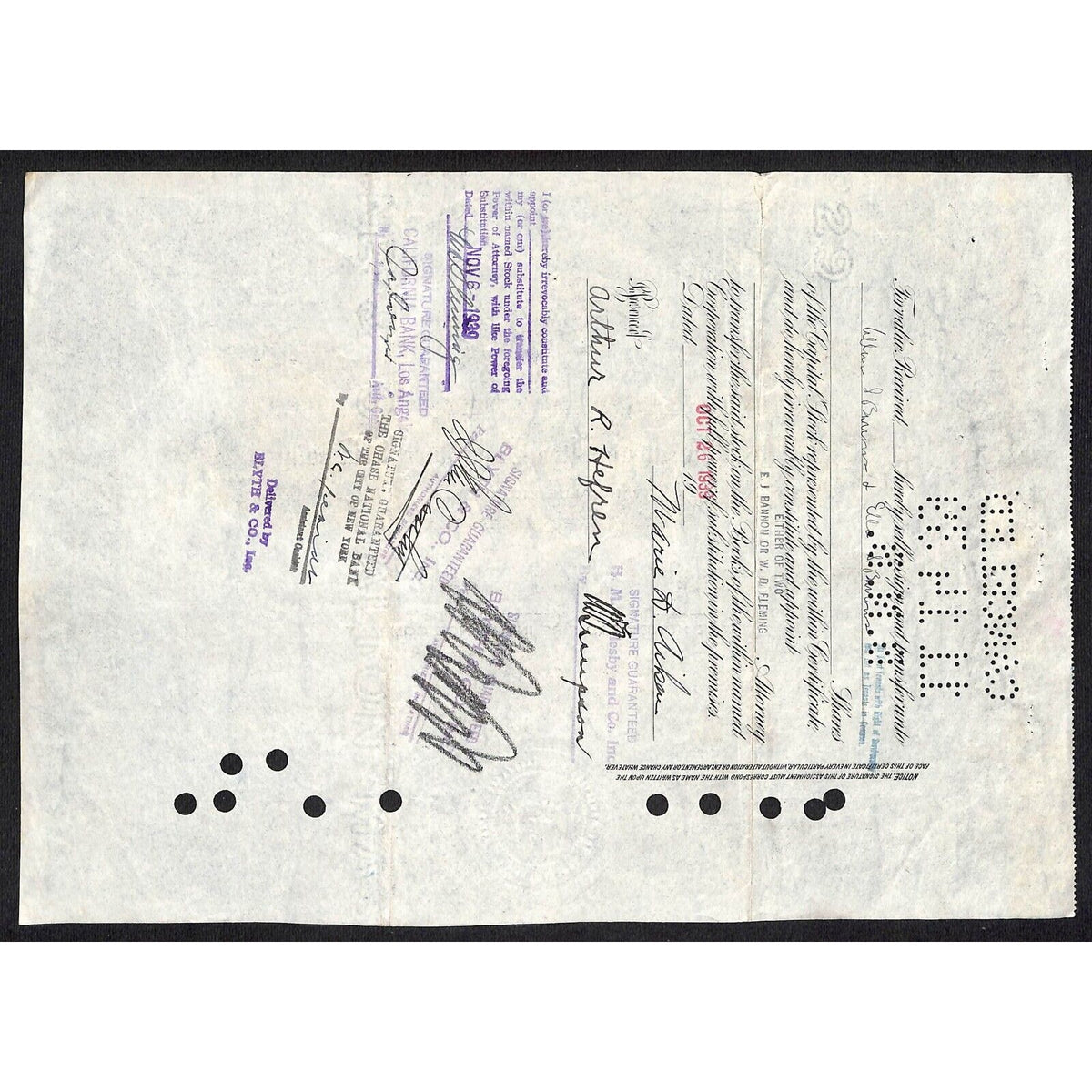The Homestead Fire Insurance Co. 1939 Stock Certificate Marie D. Aiken
