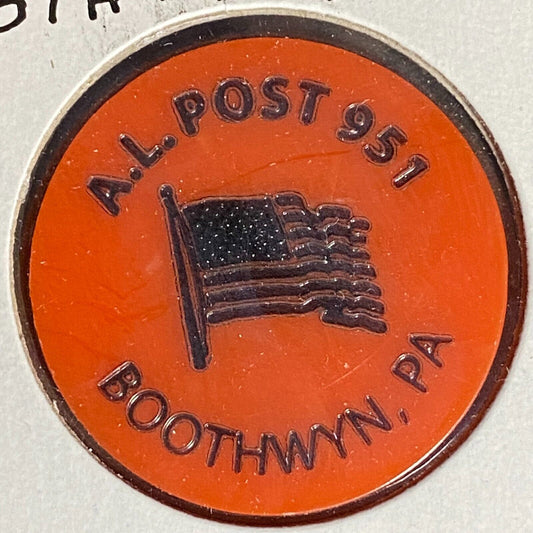 Boothwyn, PA A.L. Post 951 Plastic Drink Token G/F Draft