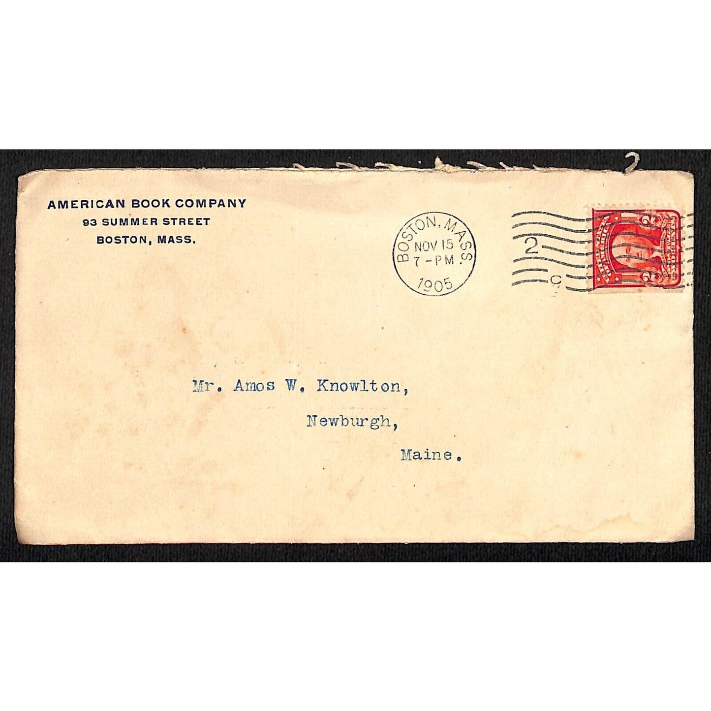 Boston, MA American Book Company1905 Advertising Cover Envelope