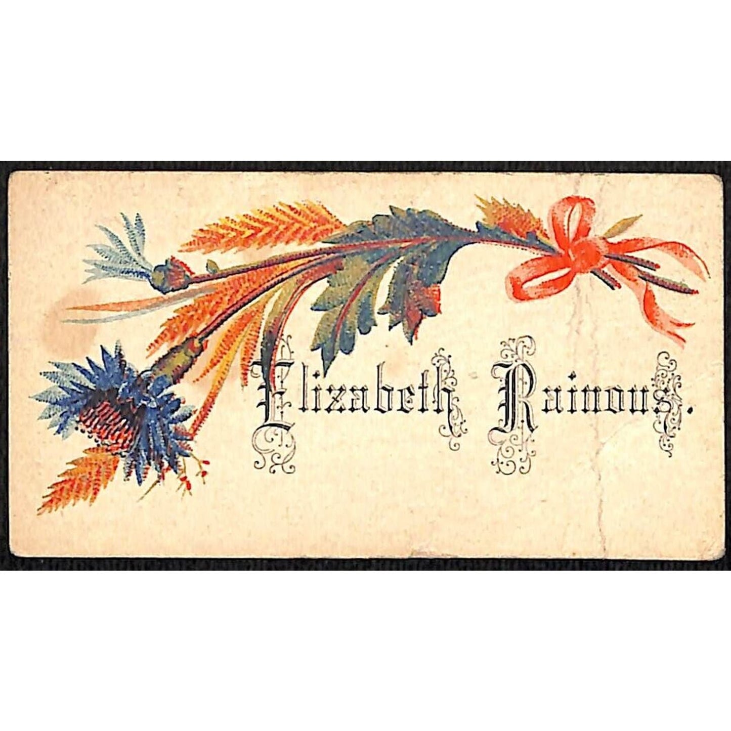 "Elizabeth Rainous" Victorian Calling Greeting Card - Floral