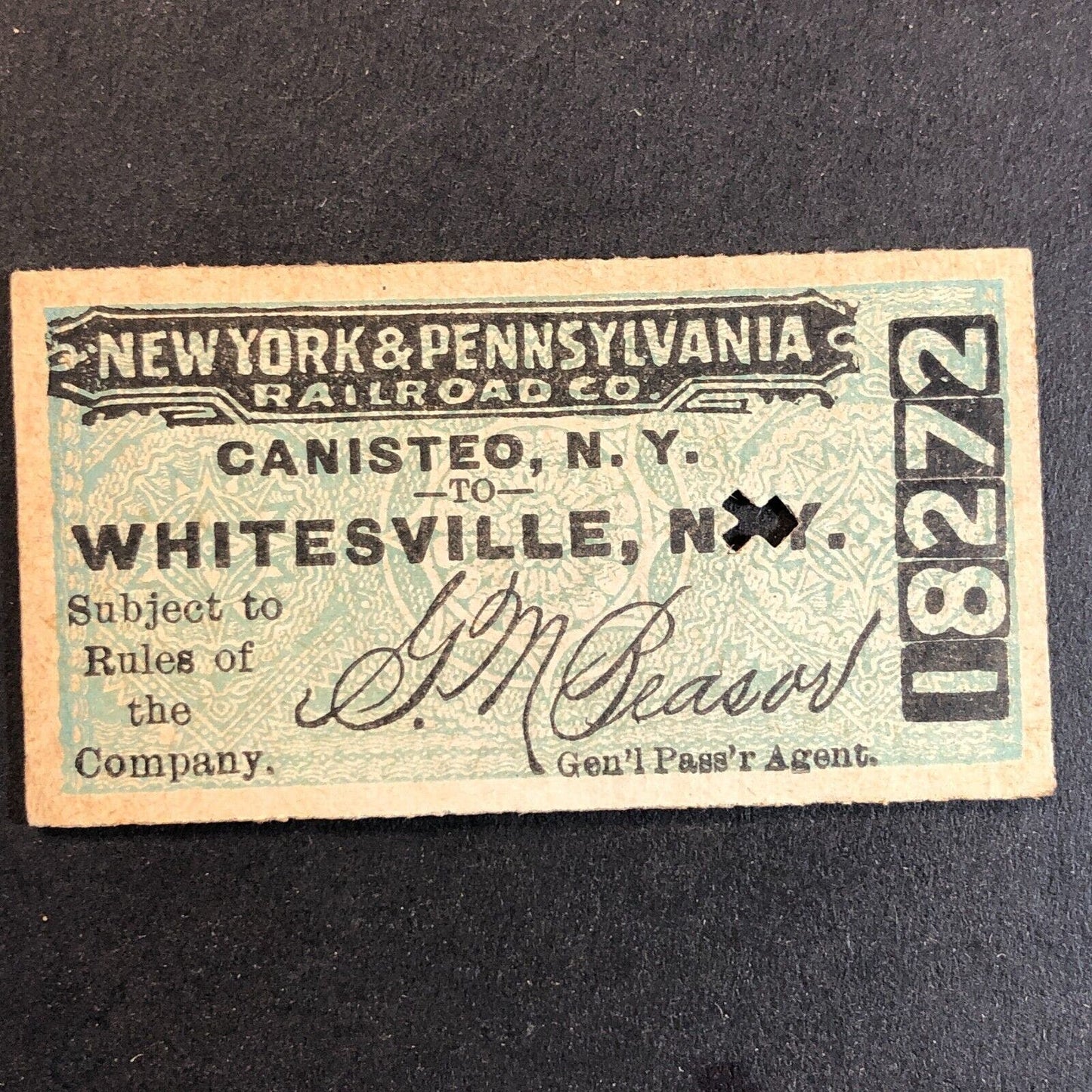 New York & Pennsylvania Railroad July 21 1917 Whitesville, NY Ticket #18272