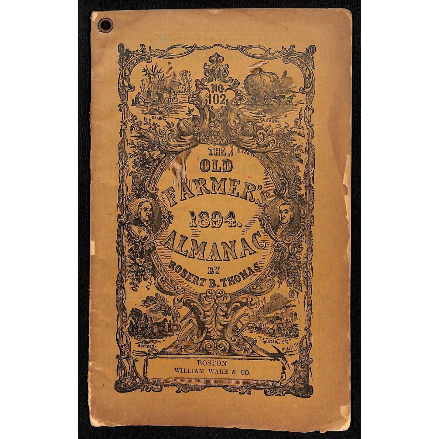 1894 Old Farmer's Almanac 48pp William Ware & Co., Boston / Columbia Bicycles Ad