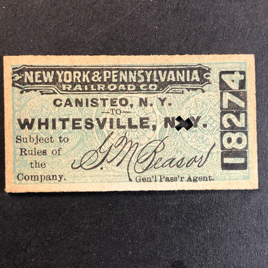 New York & Pennsylvania Railroad July 21 1917 Whitesville, NY Ticket #18274