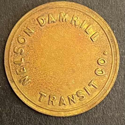 Nelson Damrill Transit Pittsburg, KS G/F One Childs Fare Transit Token 21mm