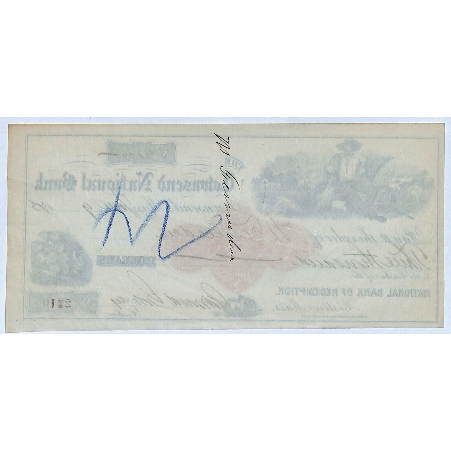1873 Townsend National Bank Massachusetts $3K Vignettes Rev Stamp - Cut Cancel