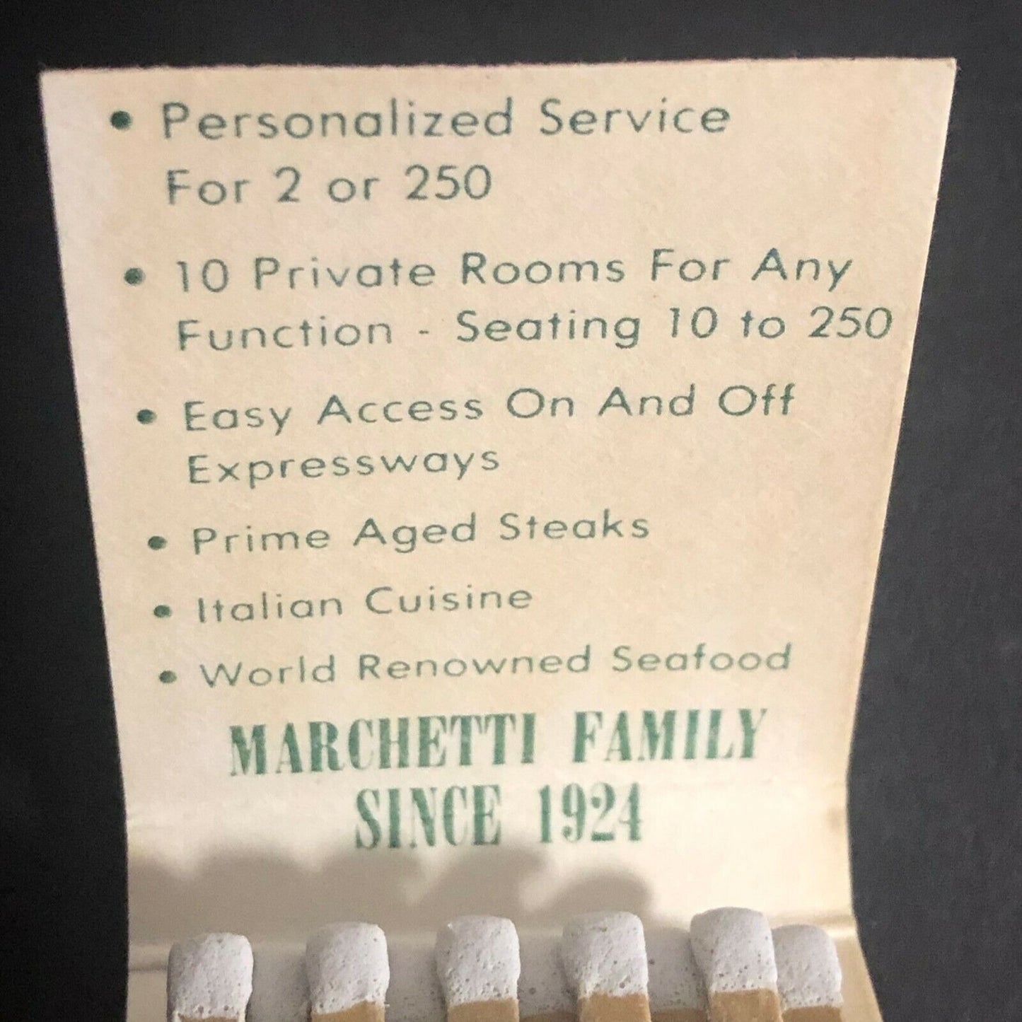 Como Inn Marchetti Family Chicago c1970's-80's Full Matchbook