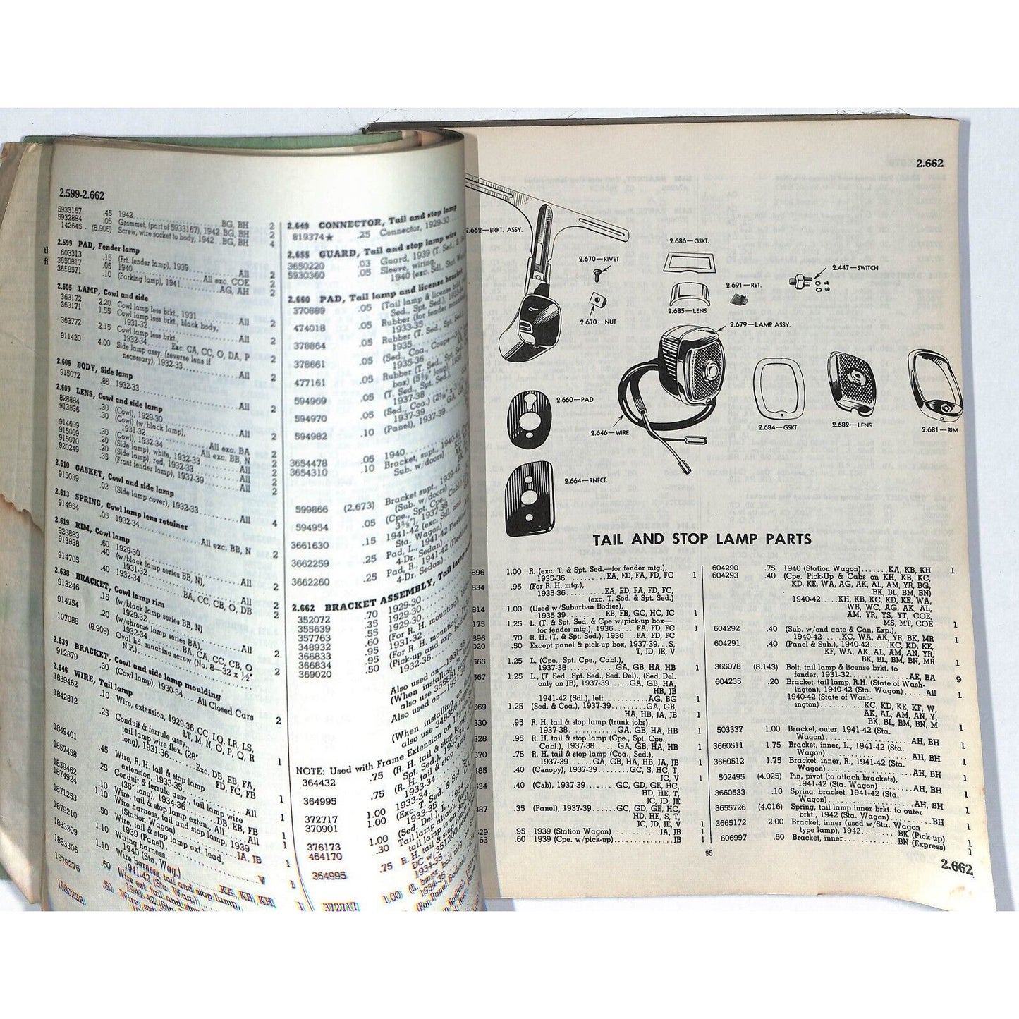 1929 - 1942 Chevrolet Master Parts Price List Manual 550+pp 2 1/4 lbs.