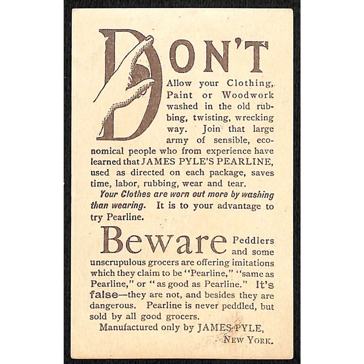 James Pyle's Pearline Victorian Trade Card "Highway Robbery" Girl w/ Geese