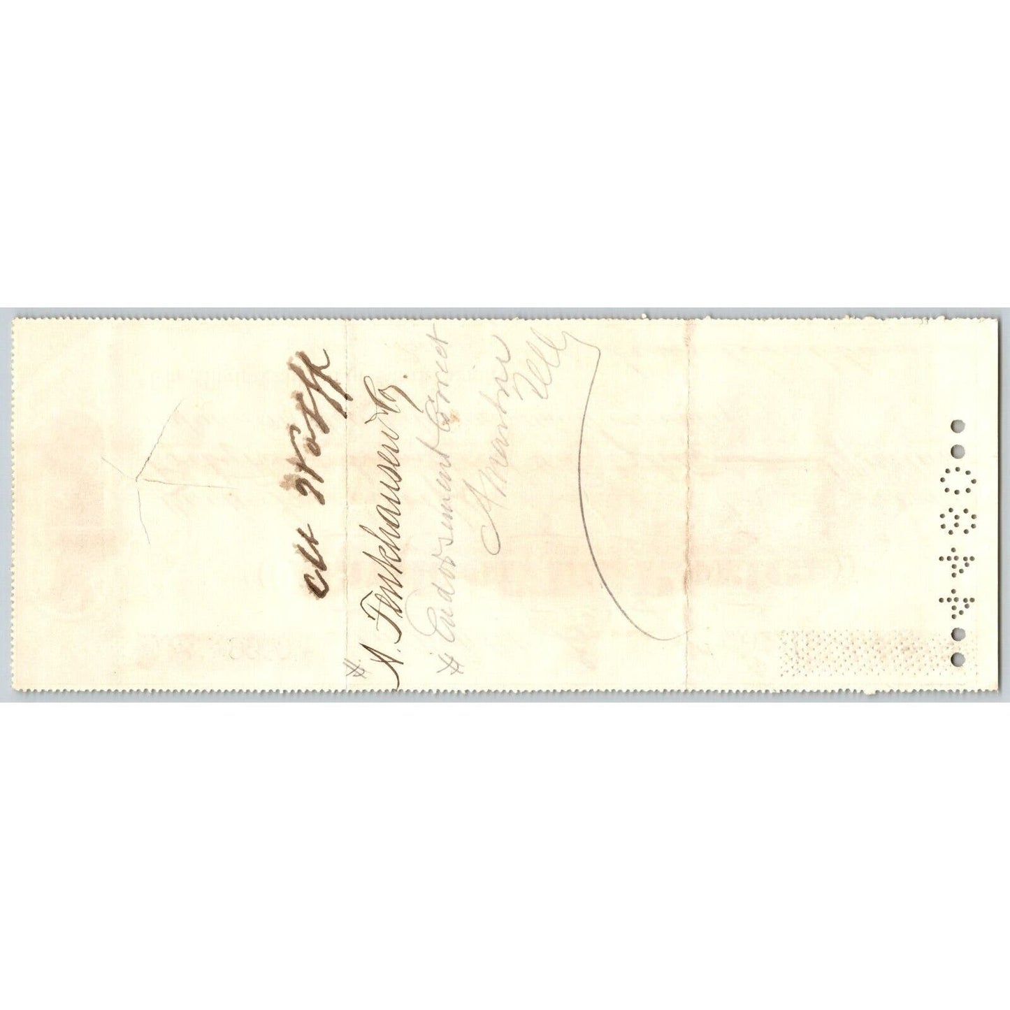 Bank of La Porte Check M. Wolff 1882 Mining Vignette RN-G1 Rev Stamp #9909