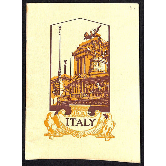 "Italy" c1930's Pictorial Travel Brochure 26pp 5 1/2" x 7 1/2" G/VGC