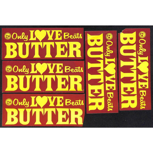 "Only Love Beats Butter" c1970's Farming Bumper Sticker - Group of 5 w/ Damage