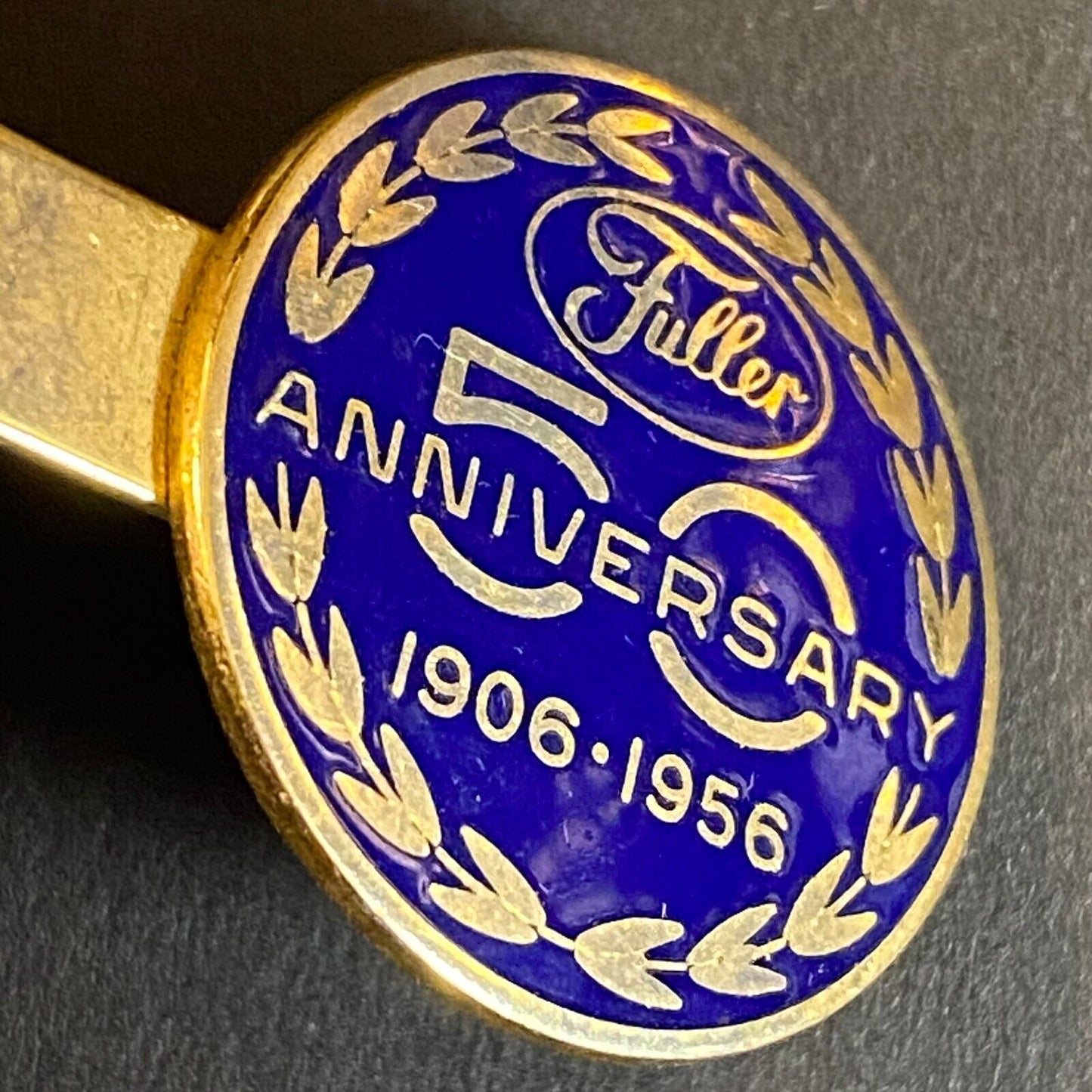 Fuller Brush Company 50th Anniversary 1906-1956 Enameled Brass Tie Clip 25mm