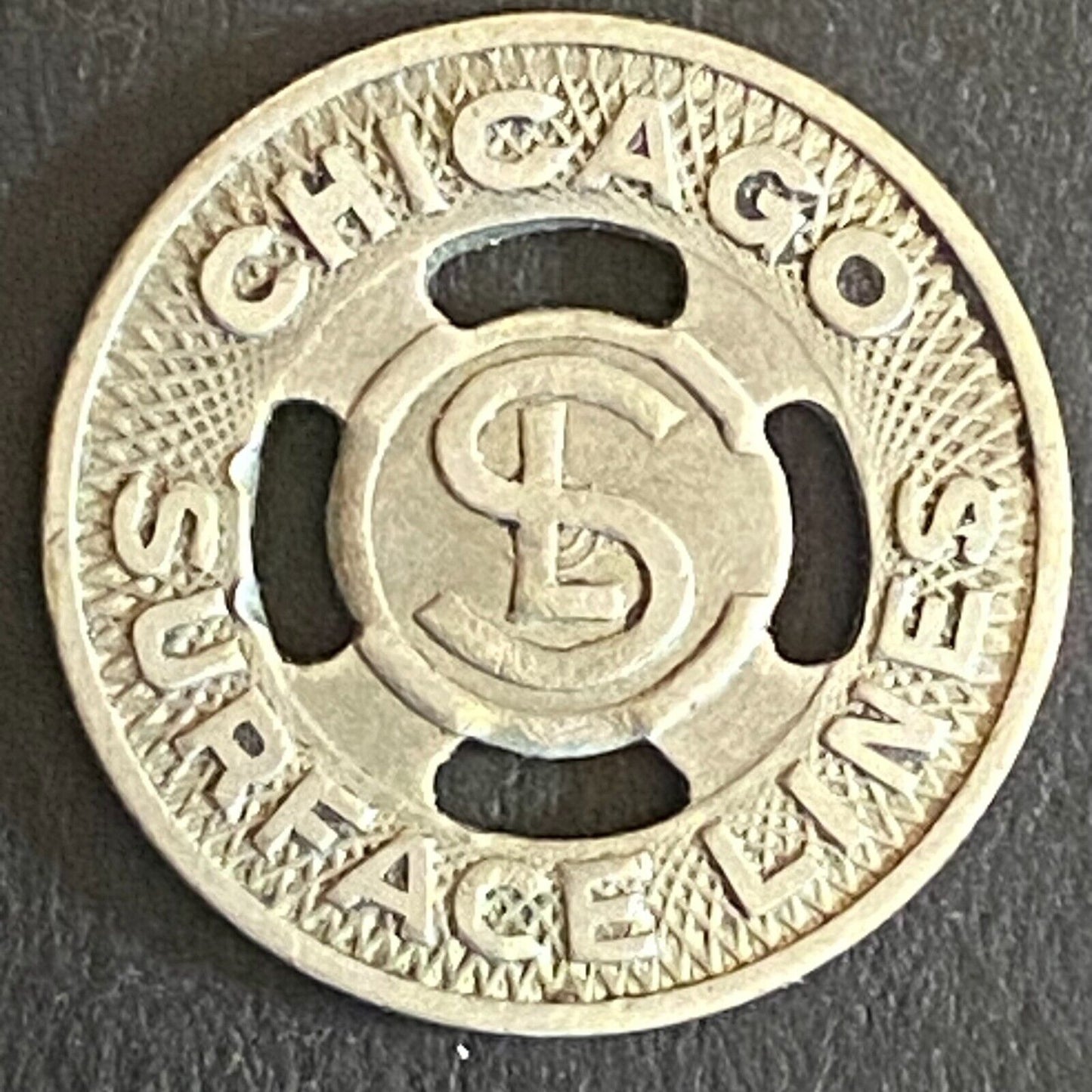 Chicago Surface Lines CSL G/F One Fare Transit Token 16mm VGC