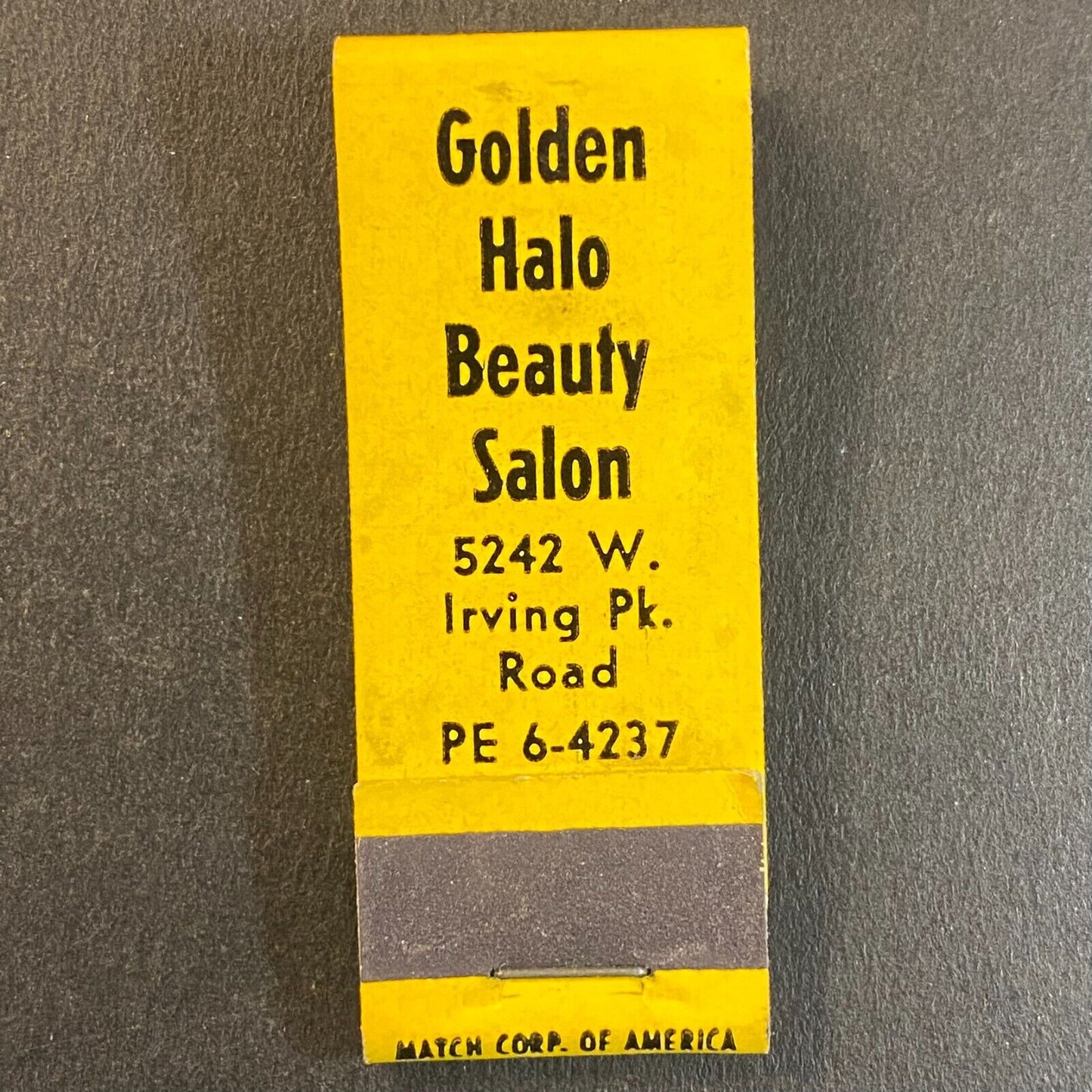 Golden Halo Beauty Salon Full Slim 10-Strike Matchbook c1950's-60's VGC