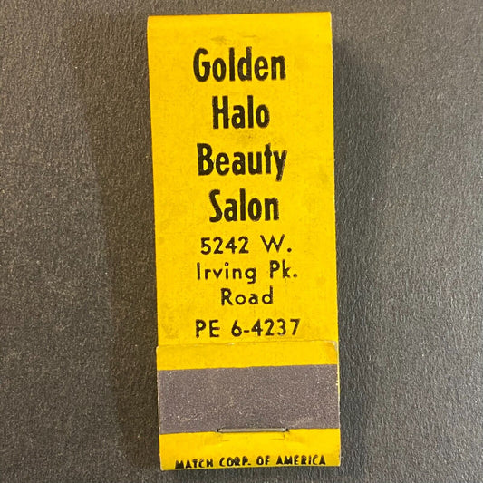 Golden Halo Beauty Salon Full Slim 10-Strike Matchbook c1950's-60's VGC