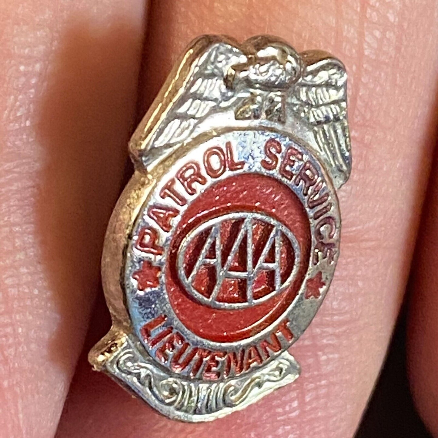 AAA Patrol Service Lieutenant Enameled Award Lapel Pin c1950's 18mm