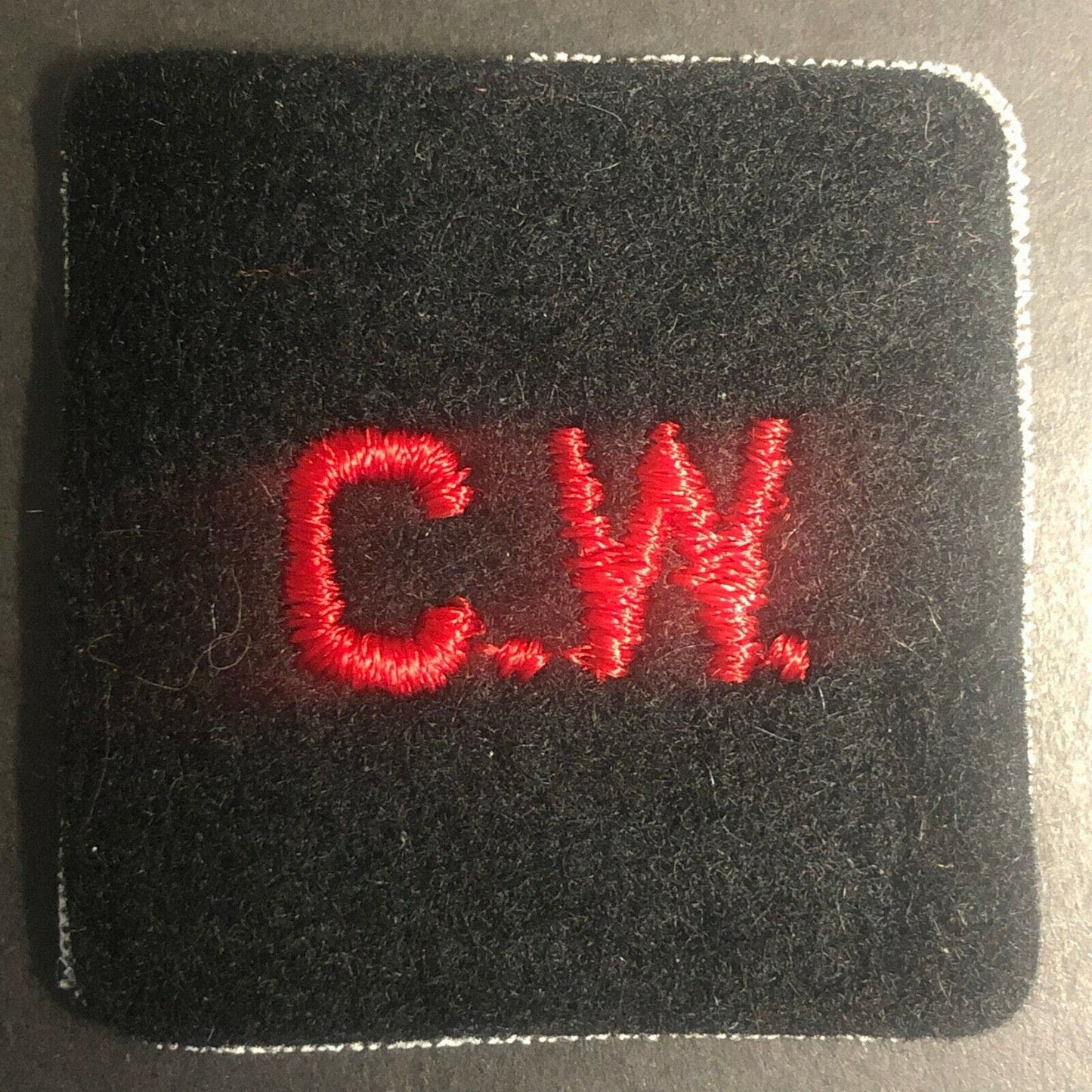 Vintage c1980's-90's Initial Monogram "CW 1.75" x 1.75" C.W." Embroidered Patch