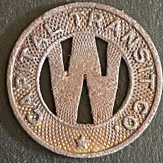 Capital Transit Co. G/F Wash, DC "One Fare in the Dist. 3" Token 16mm (#2)