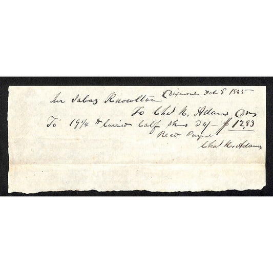 1845 Jabez Knowlton* Newburgh, ME General Store Receipt Chas Adams & Sons ?