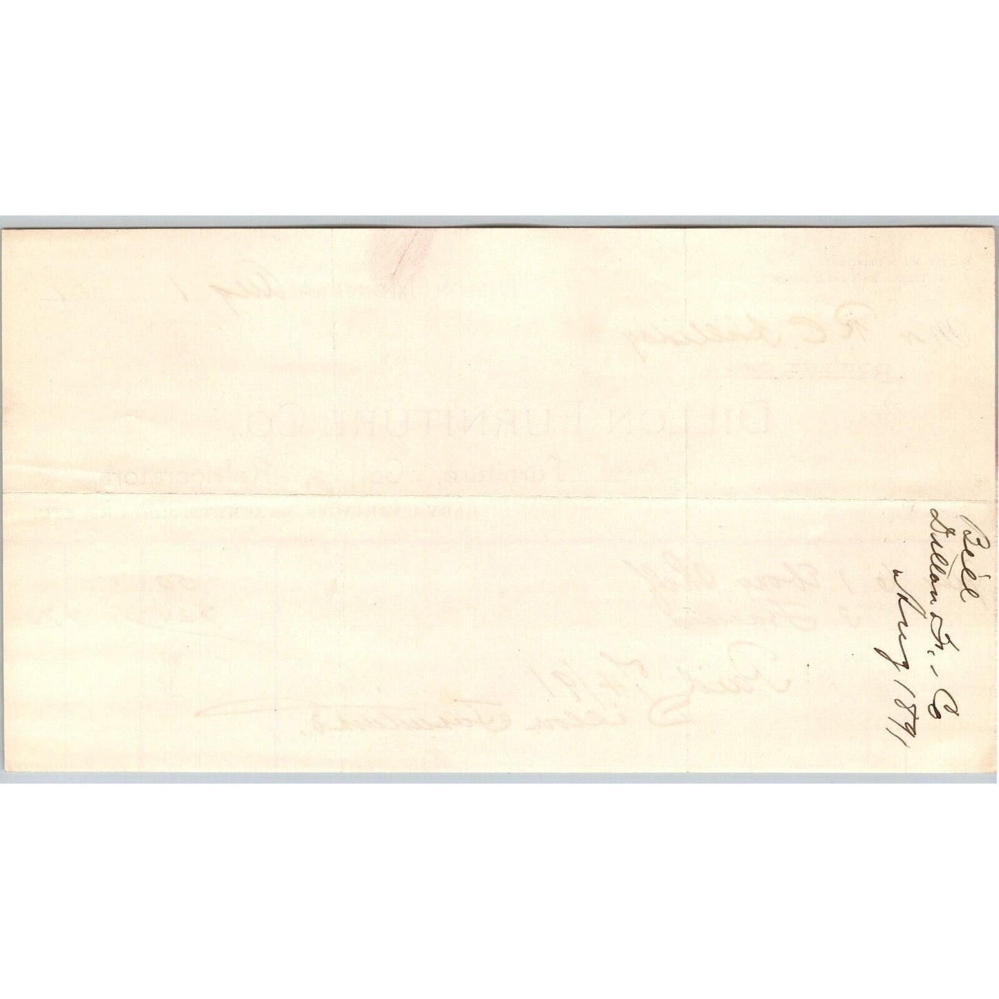 Dillon MT Dillon Furniture Co 1891 Billhead Coffins R.C. Halliday*