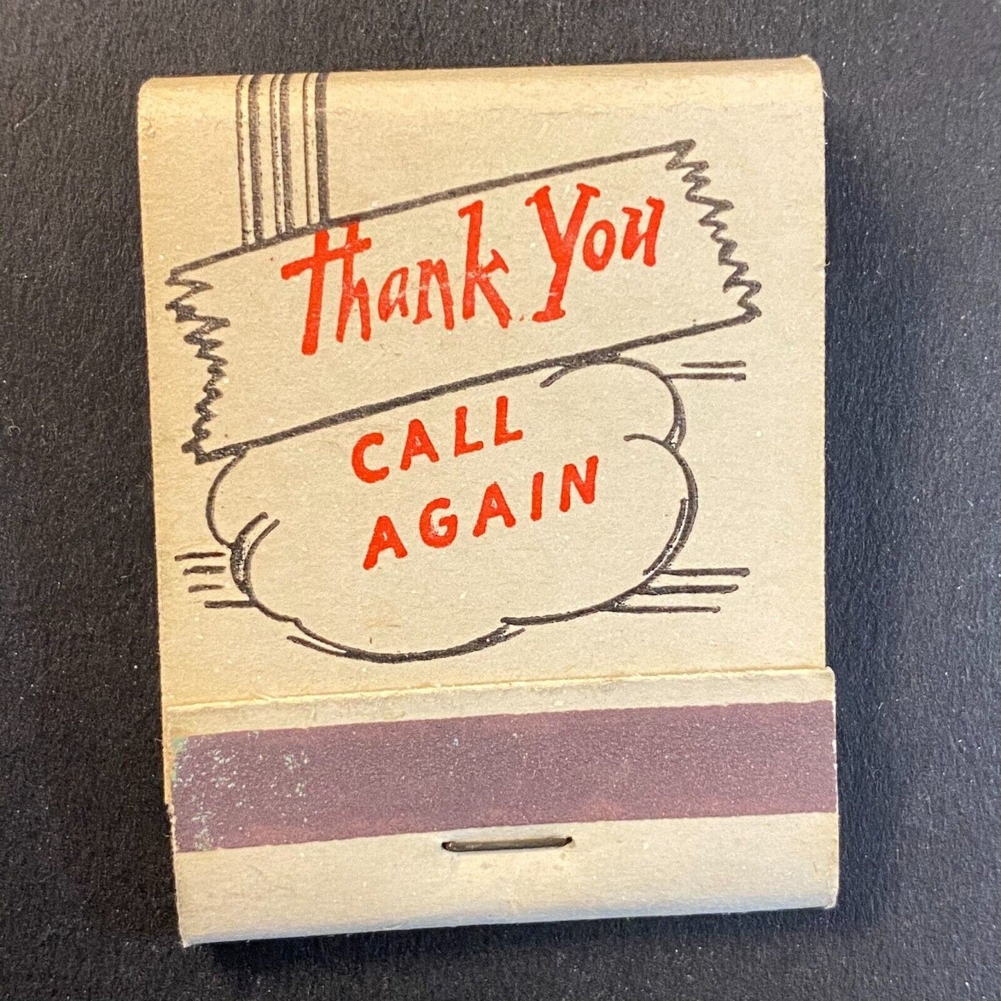 Thank You - Call Again c1950's Full Matchbook VGC