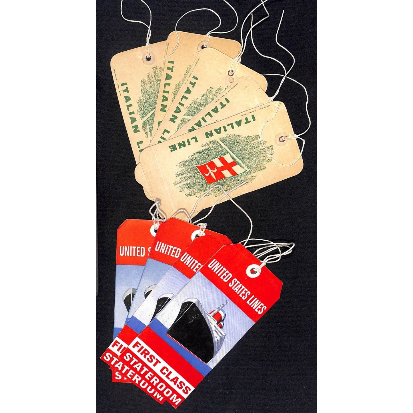 Italian Line United States Lines 9 Unused c1960's-70's Cruise Ship Luggage Tags