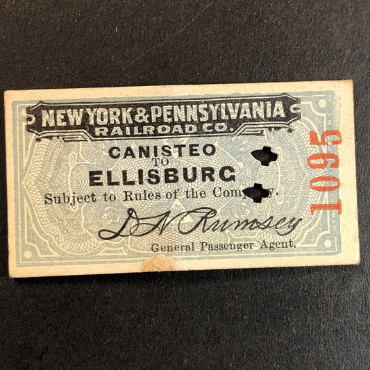 New York & Pennsylvania Railroad July 25 1917 Ellisburg Ticket #1095
