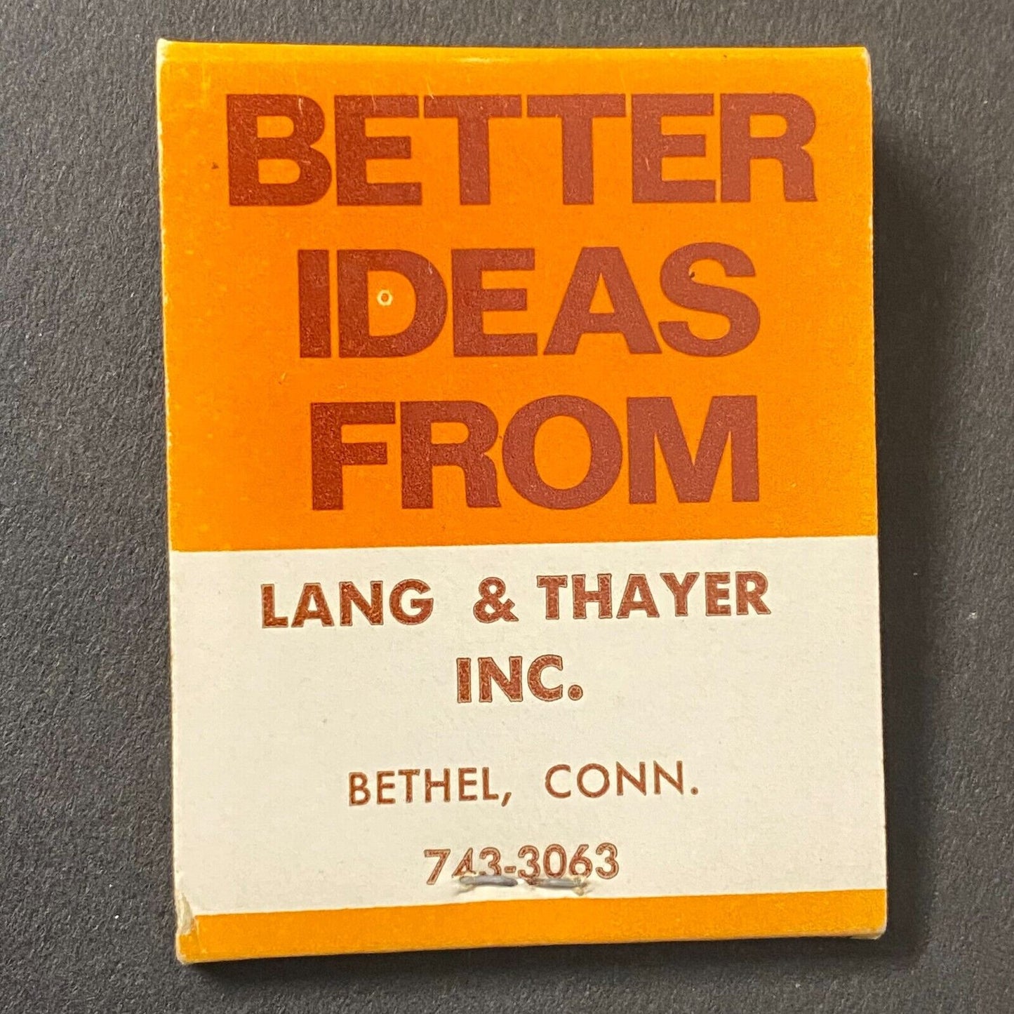 Lang & Thayer Bethel, CT "Better Ideals 1969 Ford" Full Matchbook Lightbulb
