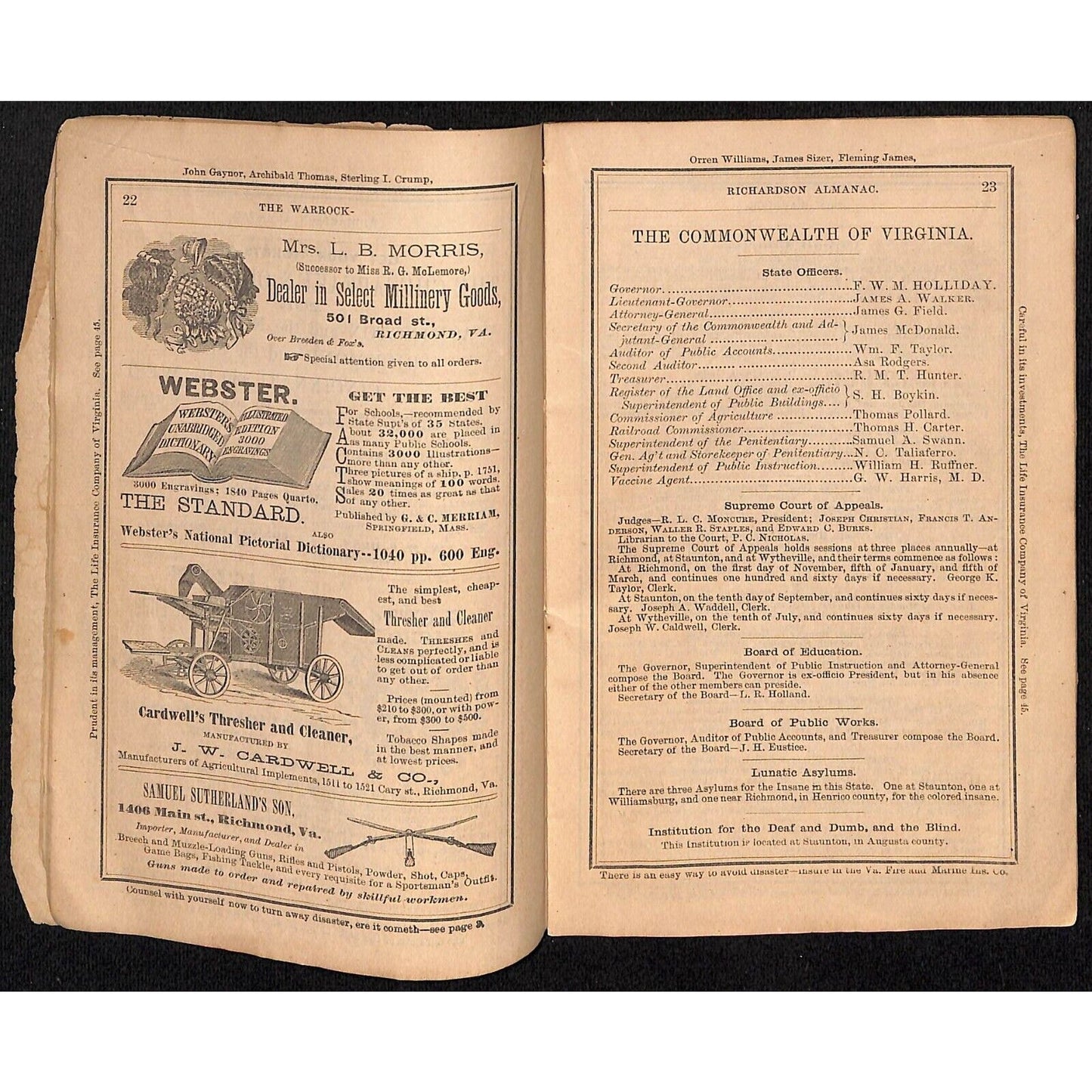 1879 Goode / Warrock-Richardson MD, VA & NC Almanack / Almanac 63pp* Scarce
