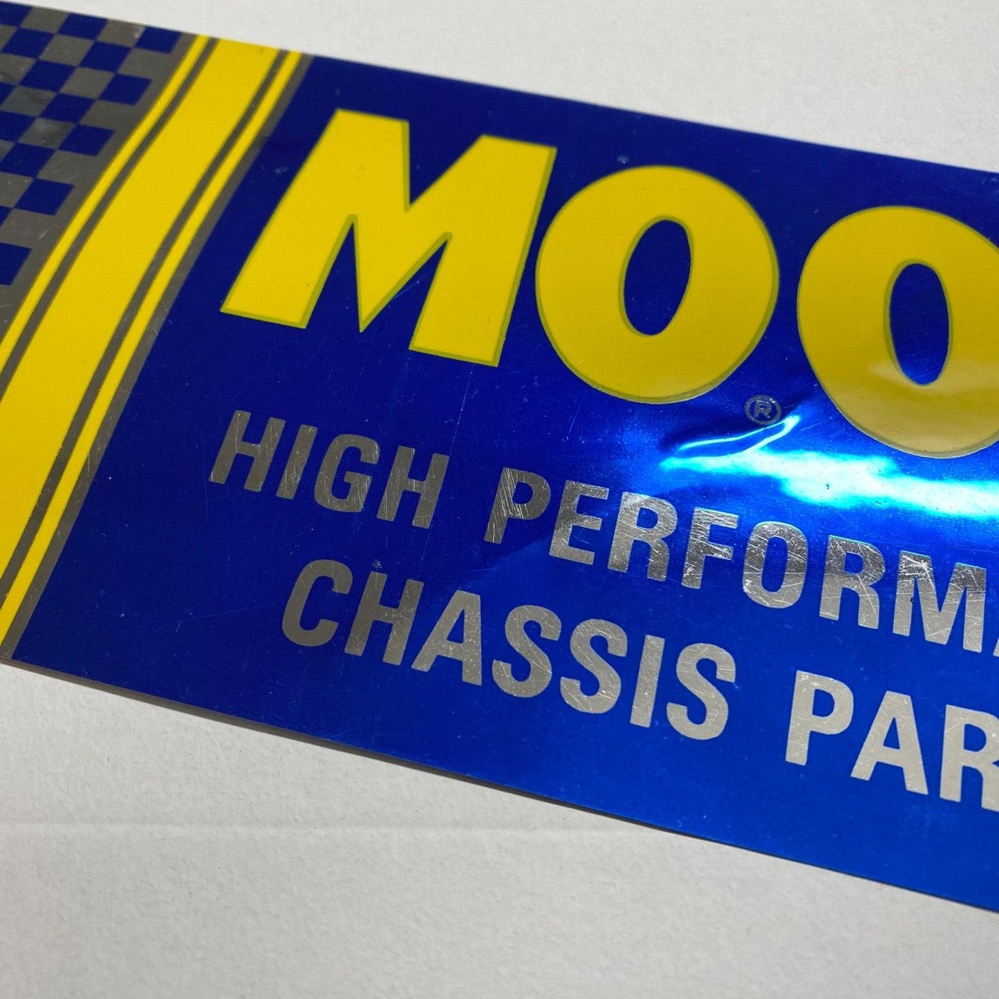 Moog High Performance Chassis Original Sticker Blue Yellow & Mylar c1980's