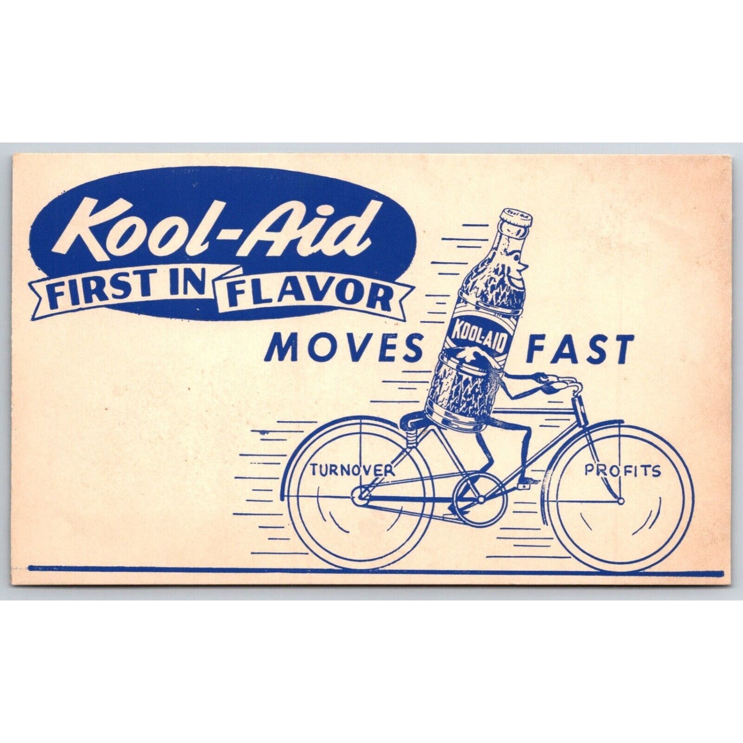 Kool-Aid First in Flavor Moves Fast Retailer Card Anthropomorphic c1940's-50's