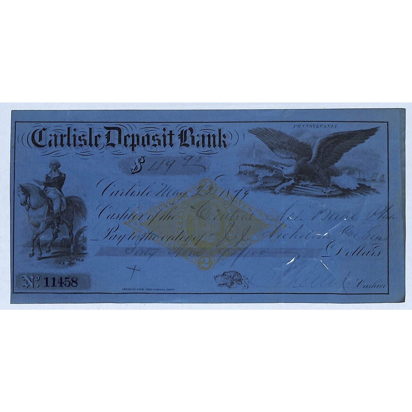 1879 Carlisle Deposit Bank J.J. Richards & Sons w/ Rev Stamp Washington Vignette