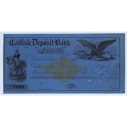 1879 Carlisle Deposit Bank J.J. Richards & Sons w/ Rev Stamp Washington Vignette