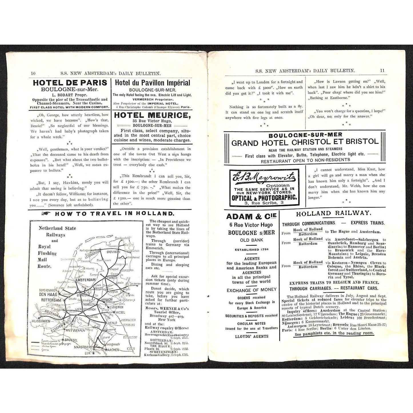 Holland American Line S.S. New Amsterdam Jun 5th 1906 Daily Bulletin 12pp Scarce