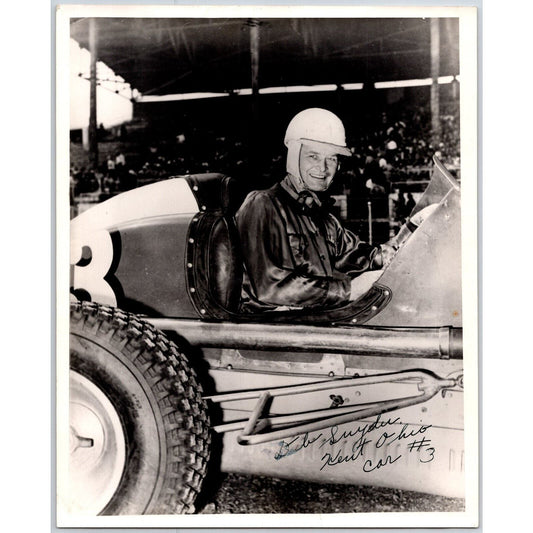 Adelbert "Deb" Snyder Kent Ohio Car #3 Signed c1952 Auto Racing 8"x10" Photo