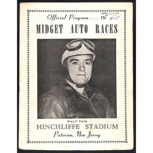 Hinchliffe Stadium Midget Auto Races 7/5/1946 Program Walt Fair 4pp Scarce
