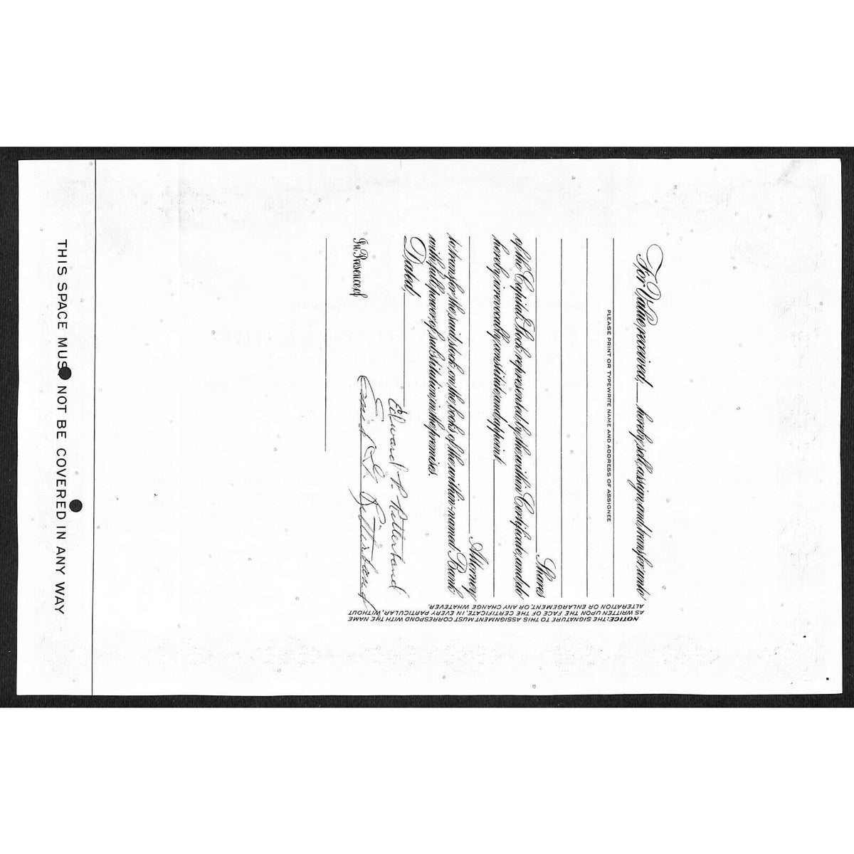 The Franklin National Bank * NY 1960 Stock Certificate to Edward P. Ritterband