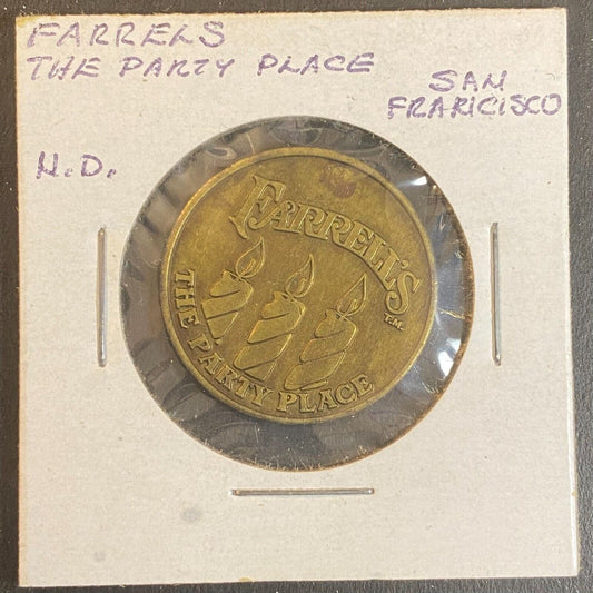 Farrell's "The Party Place" SF, CA Video Game Token Brass c1980's 25mm Candles