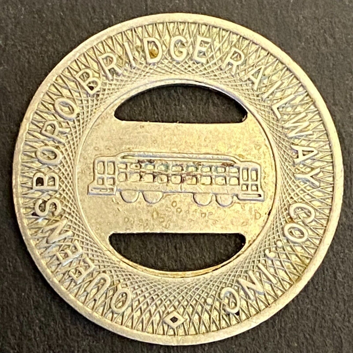Queensboro Bridge Railway Co G/F One Fare Transit Token c1947 23mm