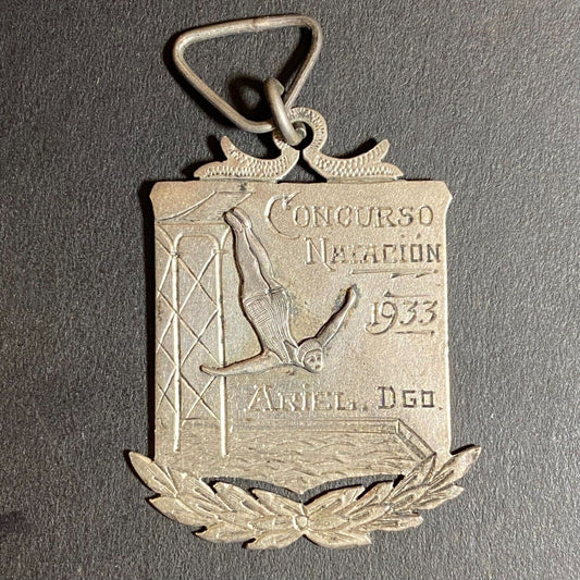 1933 Ariel Diving Concurso Natación Premio 25 Mts Award Medal 33mm x 42mm