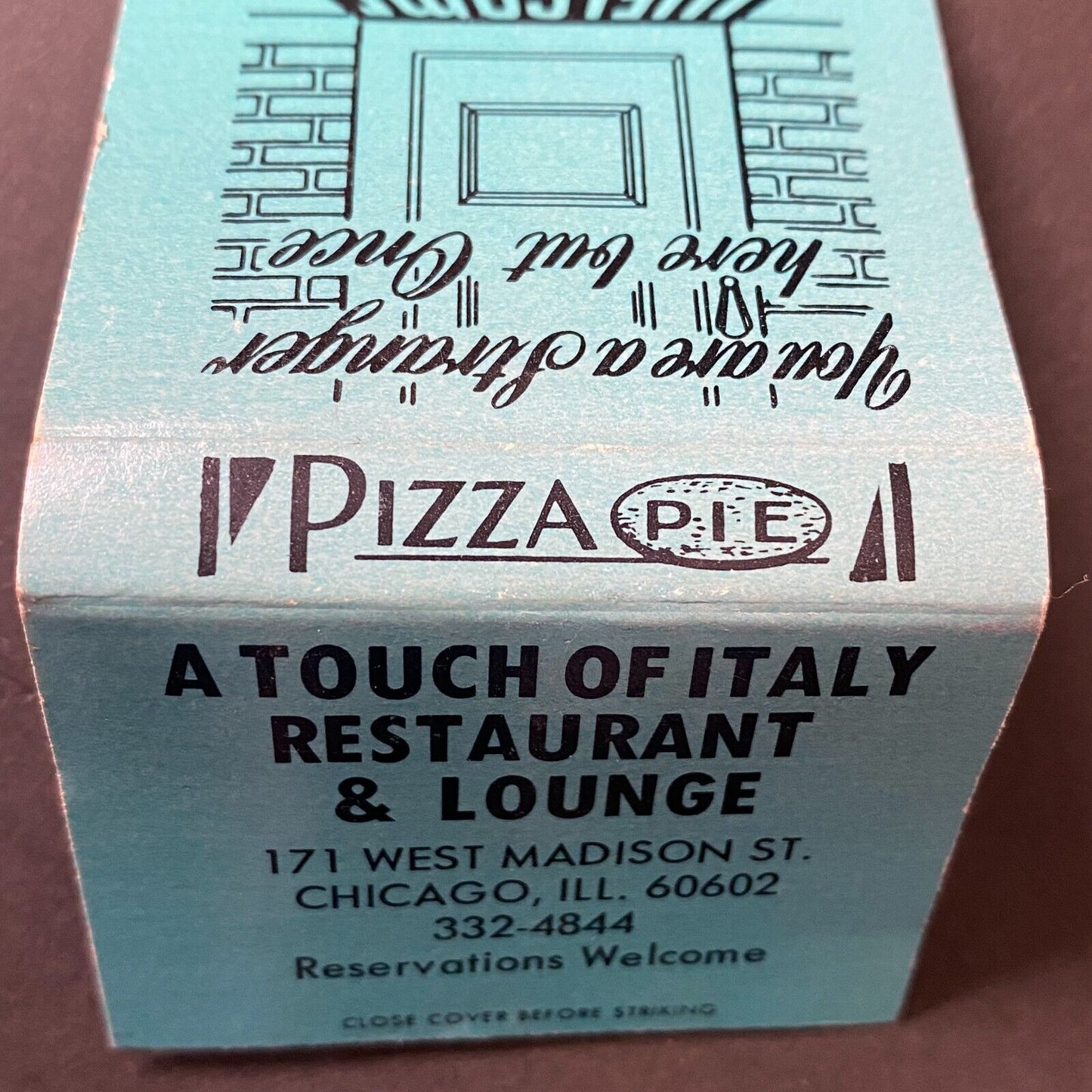 A Touch of Italy Restaurant & Lounge Chicago Near Full (-1) Matchbook c1968-74
