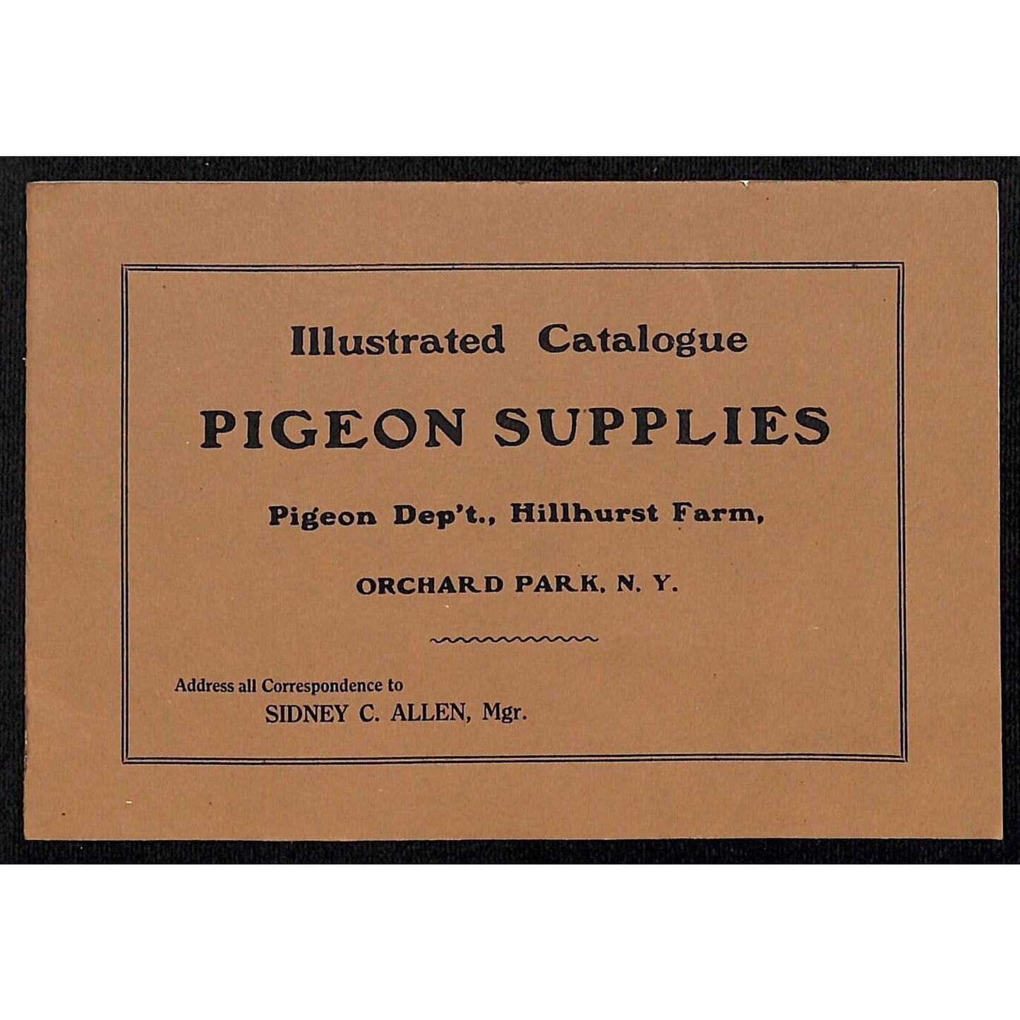 Hillhurst Farm, Orchard Park, NY "Pigeon Supplies" 16pp Catalogue VGC c1910